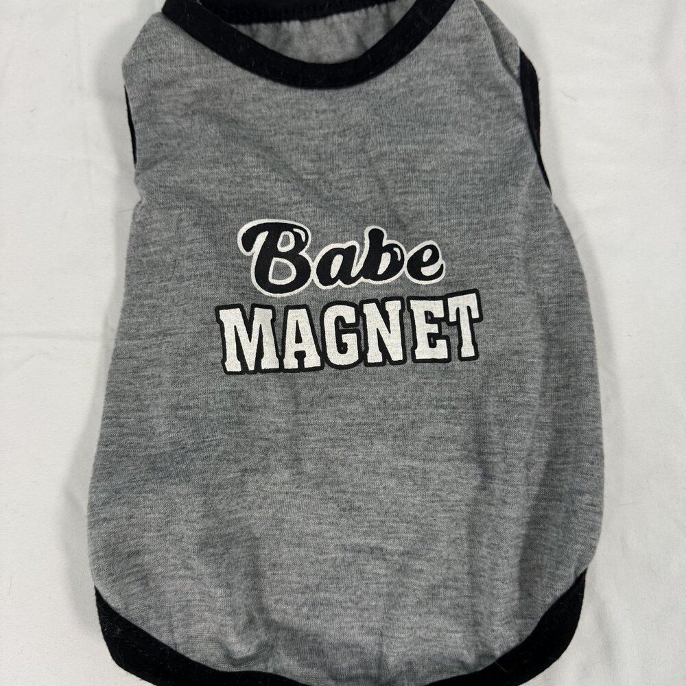 Babe Magnet Grey Dog Tank Top Size S Drooling Dog Funny Pet Shirt Small Breed